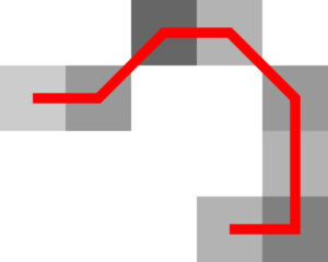 Edge trace with hysteresis threshold