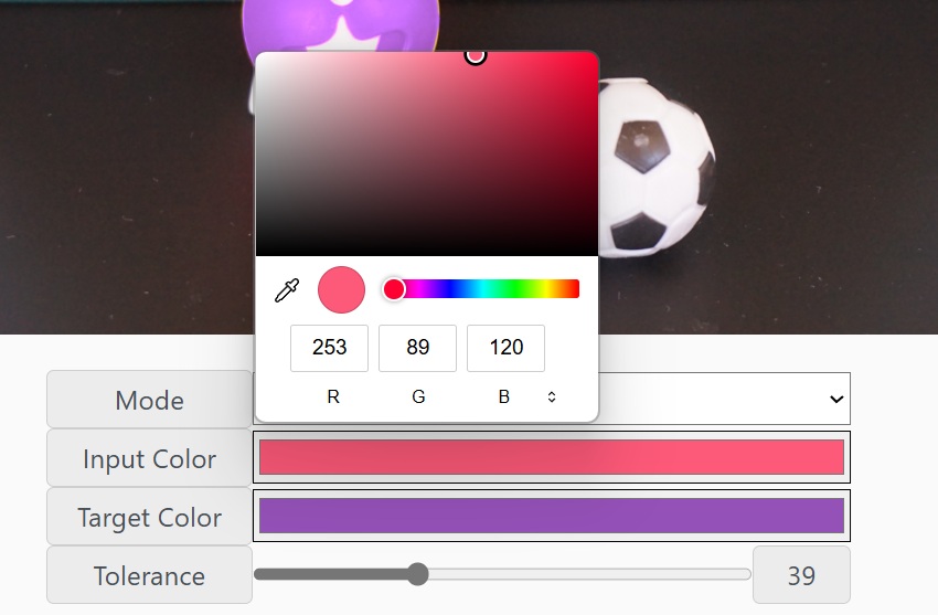 Color picker interface demonstrating how to select a color for image editing.